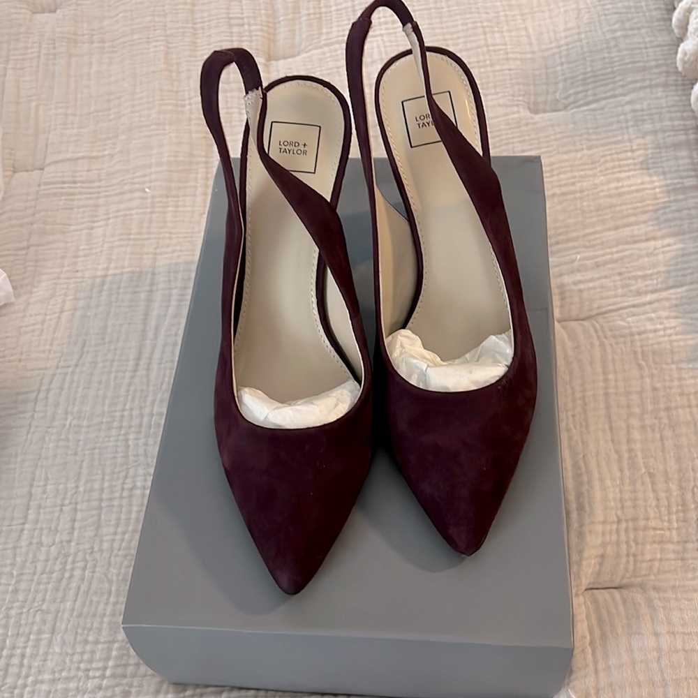 Lord & Taylor suede sling back heels